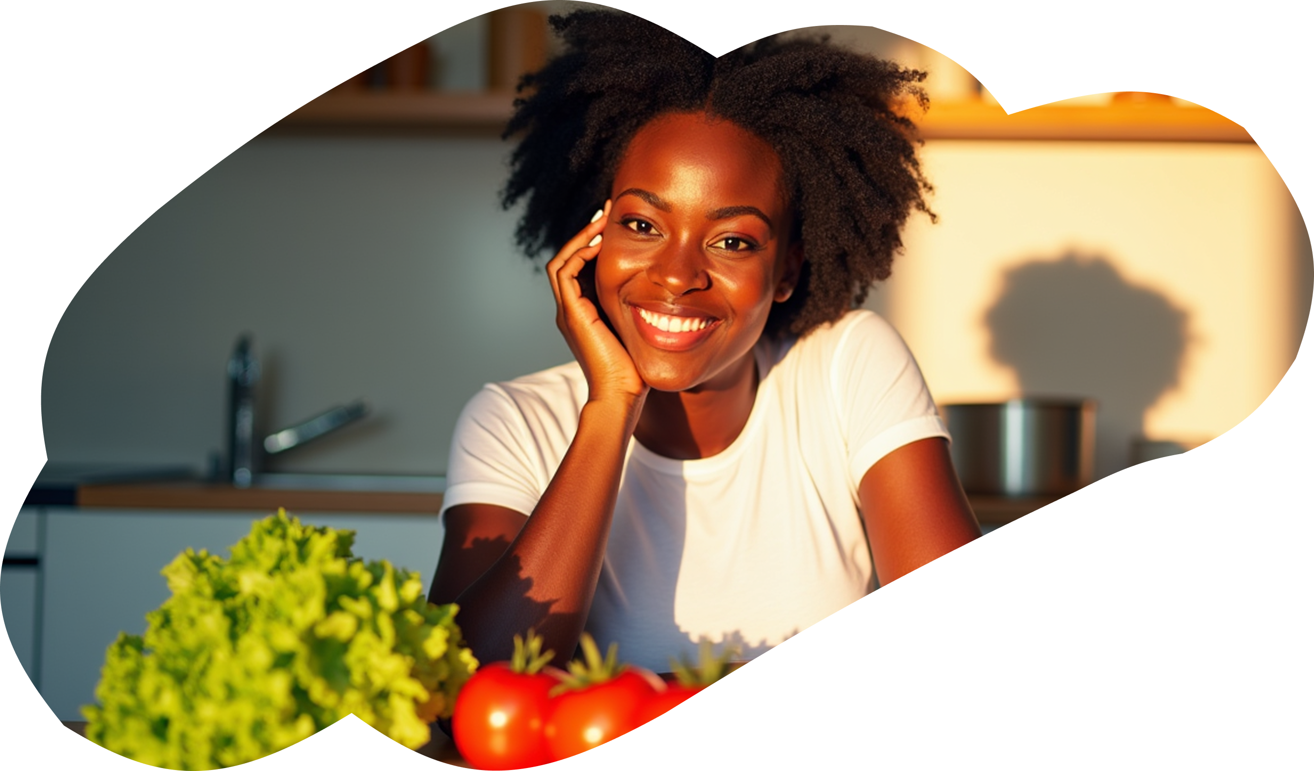 image of a woman smiling with the sunset in her face